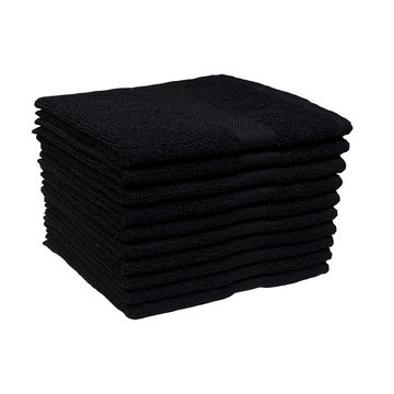 Recycled Yarn - Ocean's 380GSM - Guest Towels - Black (10 Piece Pack)