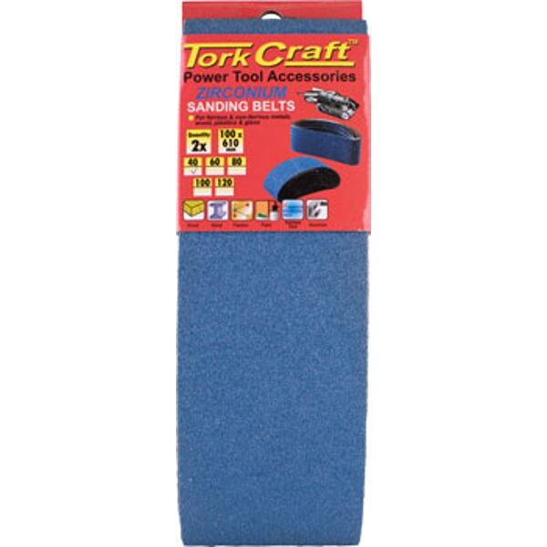 Sanding Belt Zirconium 100 X 610Mm 40Grit 2/Pack
