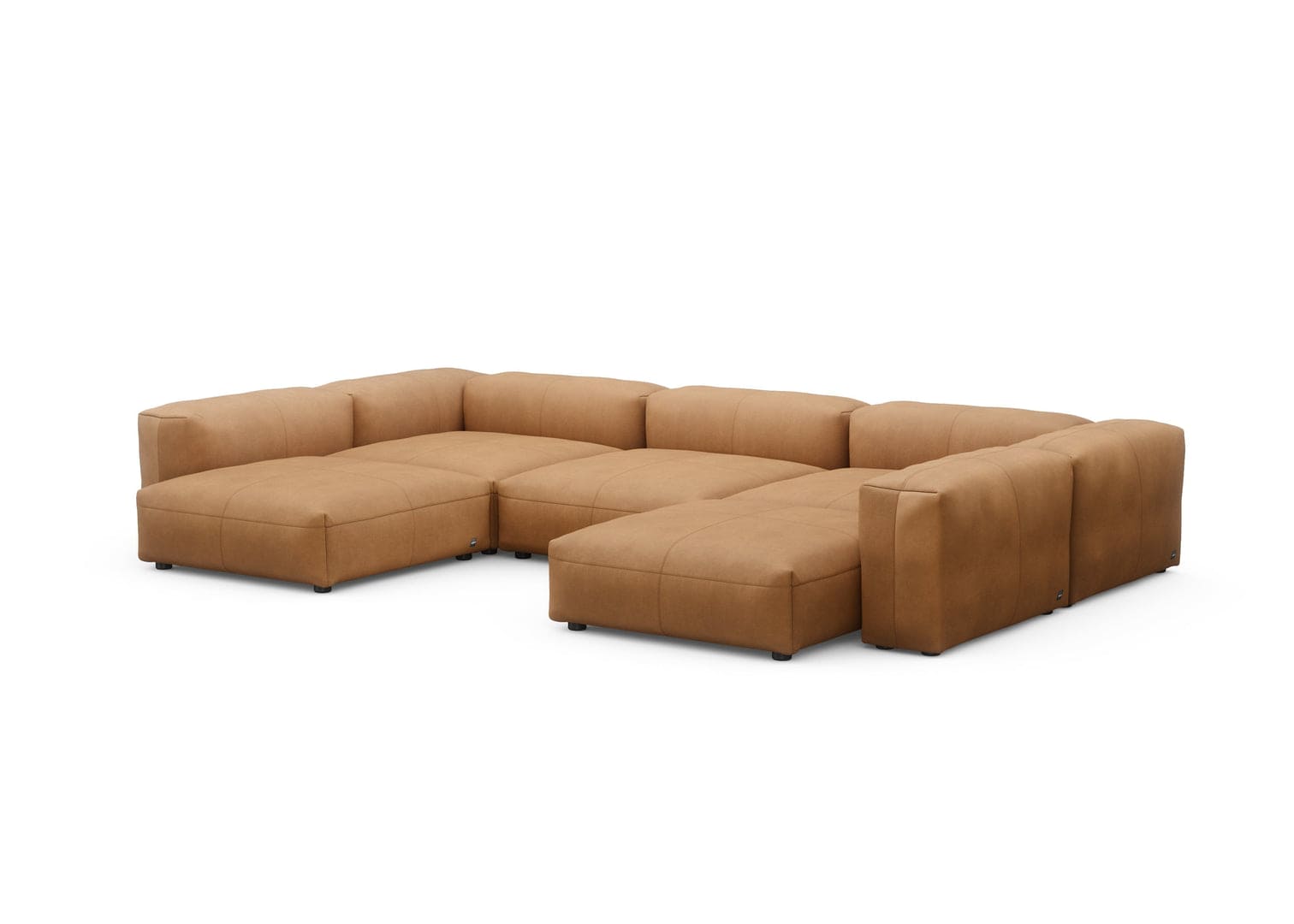 Figure It Out Furniture Leather U-Shape L Sofa Modular Canvas - Caramel