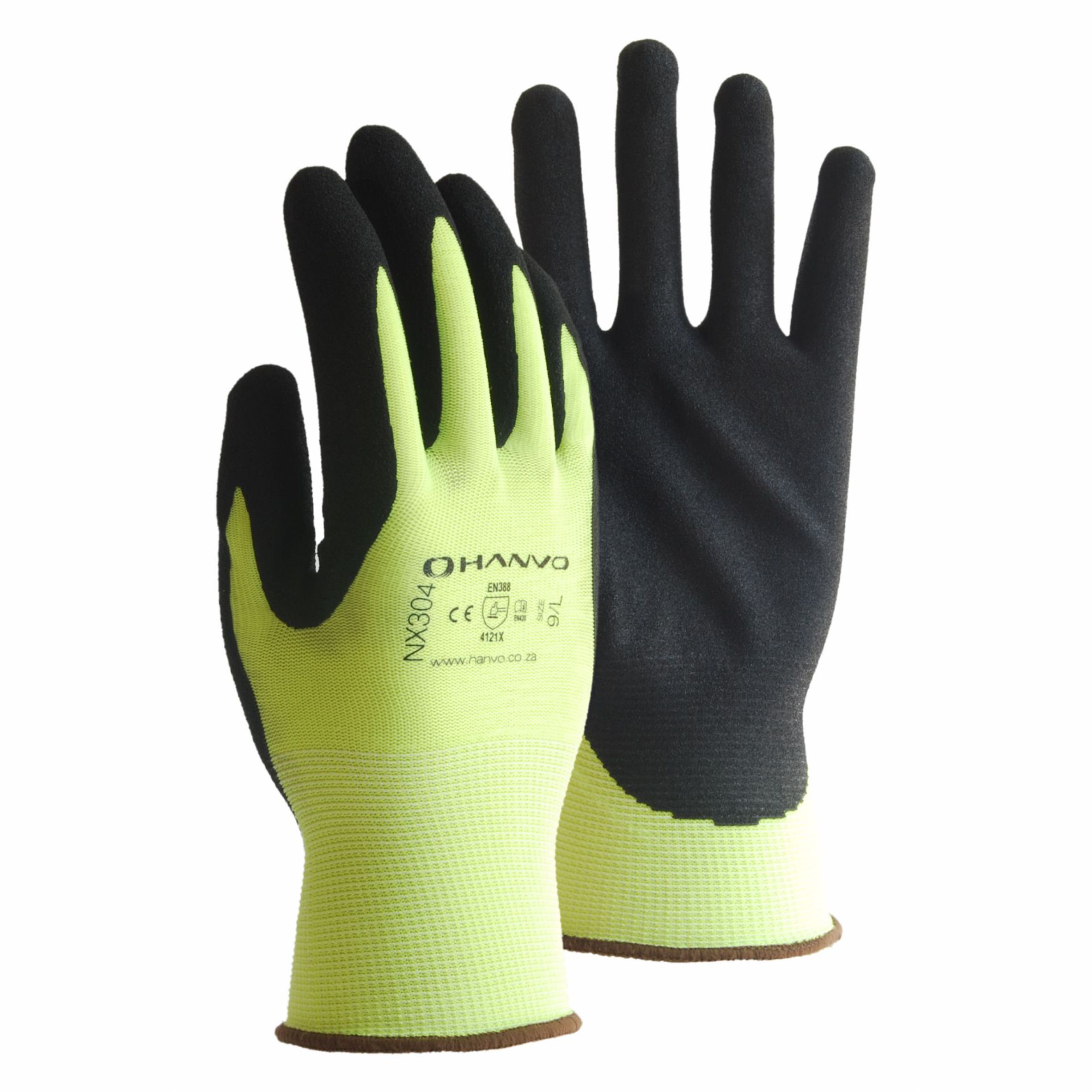 HANVO HI-VIZ NITRILE GLOVES SIZE 9/LARGE