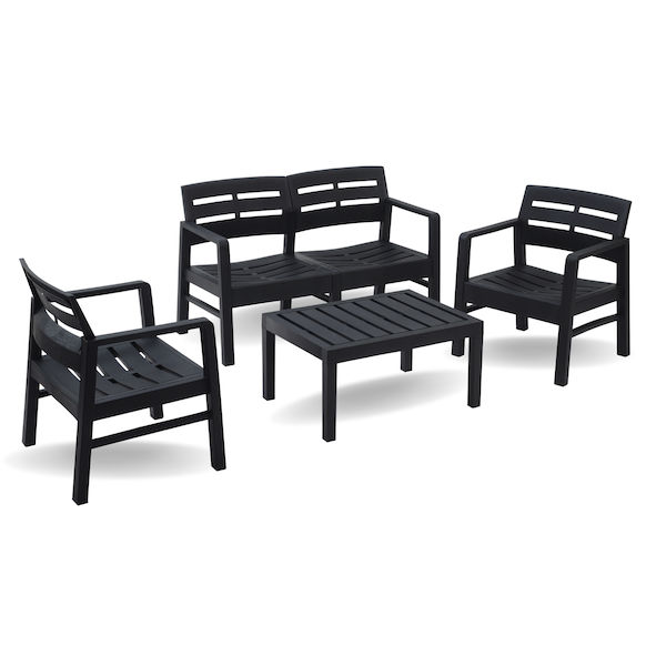 ECONOFURN Progarden Java 4 Piece Patio Set - Anthracite