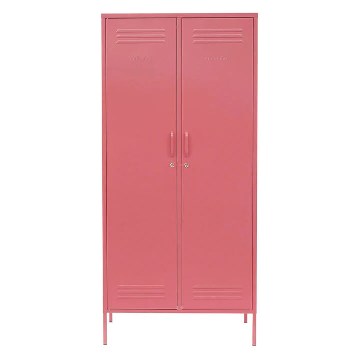 Steel Swing Door Twinny Wardrobe Storage Cabinet Cupboard Locker - Raspberry Pink