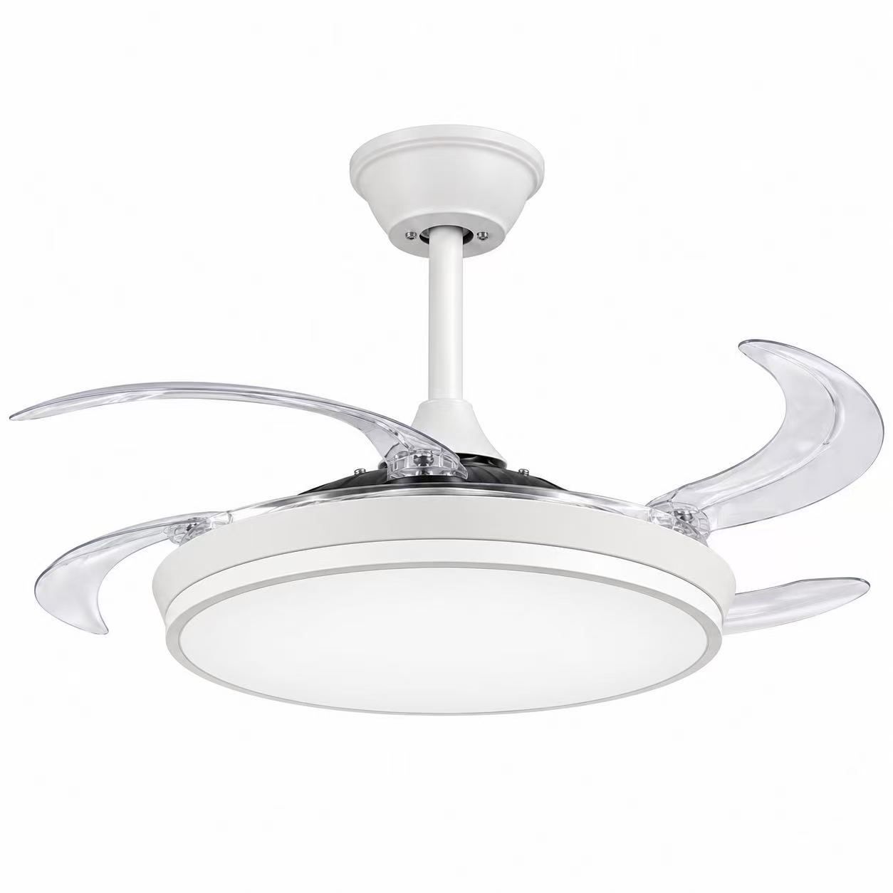 42-Inch Retractable 80W 3CCT LED Ceiling Fan Light with Remote – White