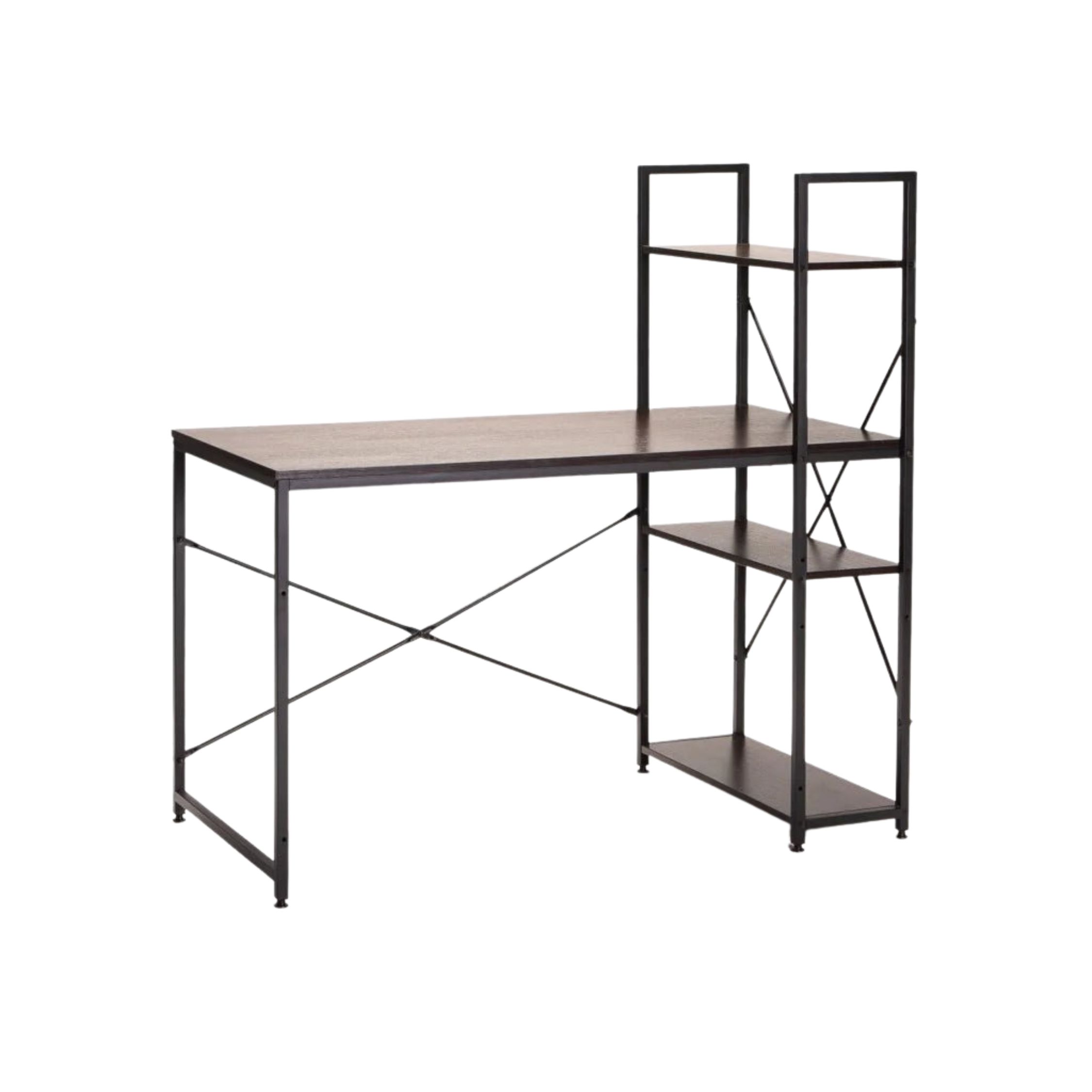120cm Industrial Desk with Storage Shelf - Wenge