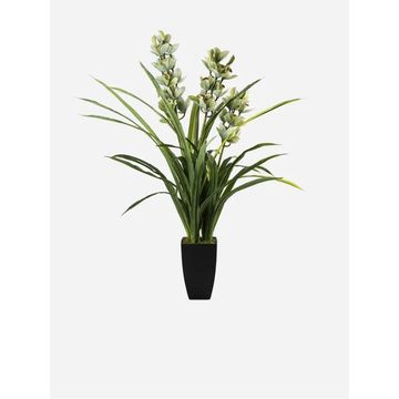 Large Faux Cymbidium Orchid in Plastic Pot – Artificial Indoor Flower 110cm