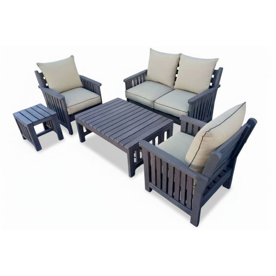 Royal Recycled Plastic Lounge Set 5-Piece 4-Seater x2 1-Seater Chairs 1 ...