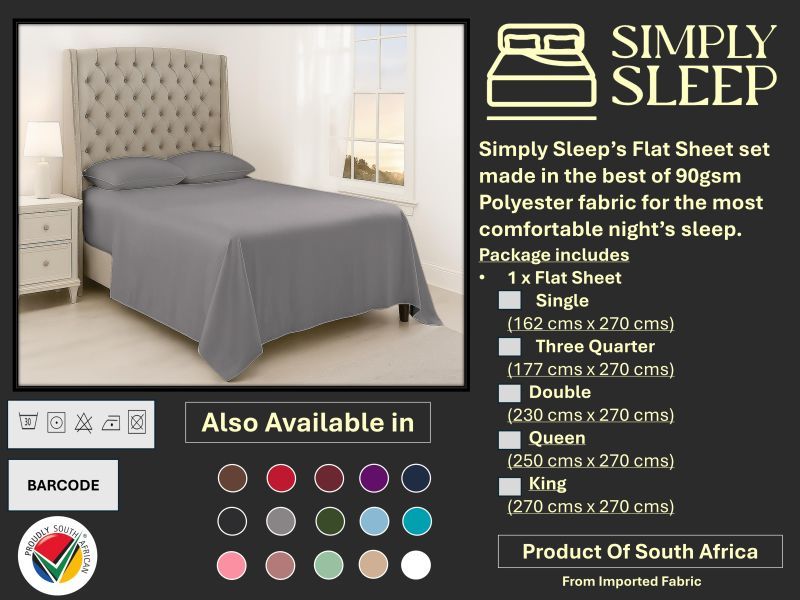 Everyday Collection Flat Sheet - 90GSM - Gray Flannel - Queen (1pc)