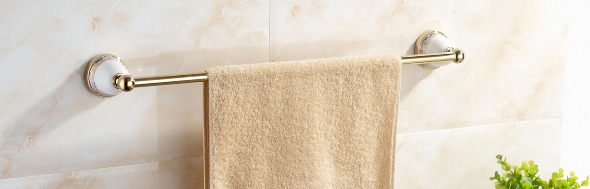 Single Towel Bar Towel Holder 600mm Golden Platted 11724