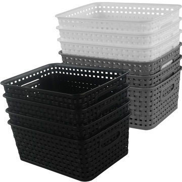 10 Pack Plastic Storage Basket Bins Shelf Organizer Small