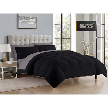Simply Sleep - Everyday Collection Reversible Comforter Set - 90 GSM - Queen - Gray Flannel - Jet Black - (1pc)