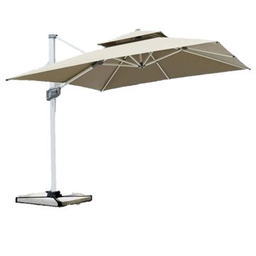 Purple Leaf 10-ft Aluminum Square Beige Cantilever Patio Umbrella with no light