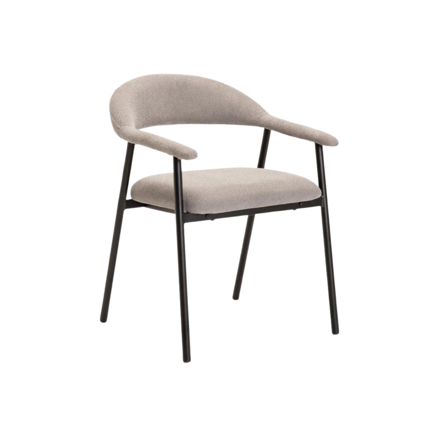 Grey Fabric Dining Chair with Black Metal Legs