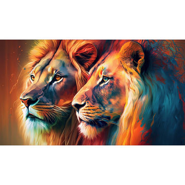 Canvas Wall Art - Canvas Wall Art – Two Male Lions - B1066 - [120 x 80 cm]