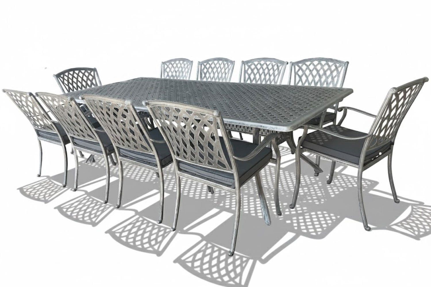 Tuscan Aluminium Dining Set 10-Seater (Charcoal Cushions)