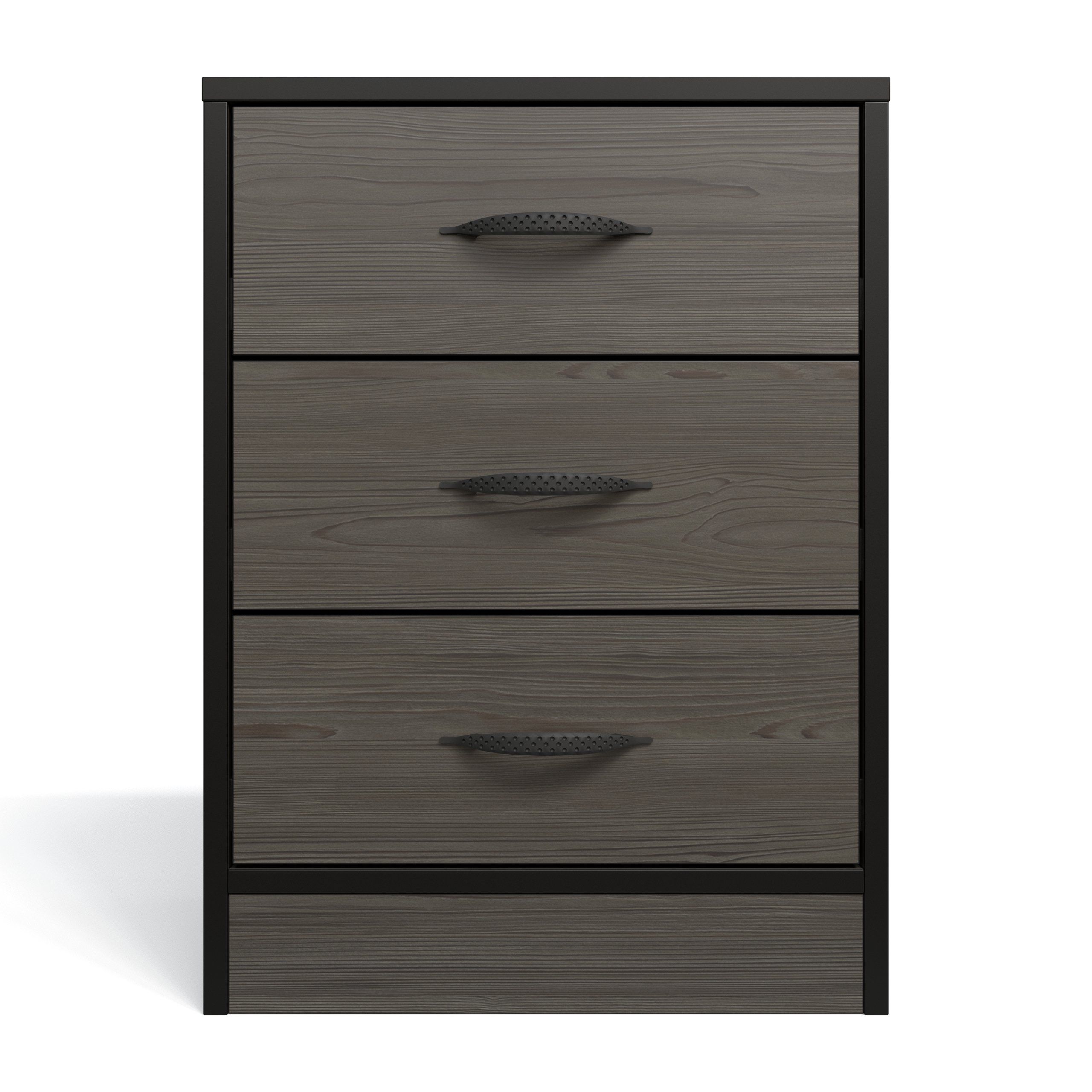 Price Cut - Foundation Three Drawer Bedside Table - Smoked Cedar