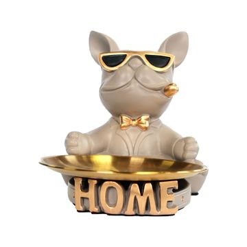 Bulldog with Written Bowl - Grey