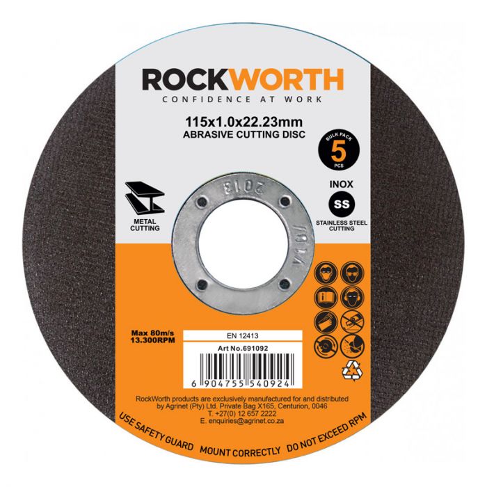 Rockworth - Cutting Disc Slimline Steel 115X1.0 5Pac - 5 Pack