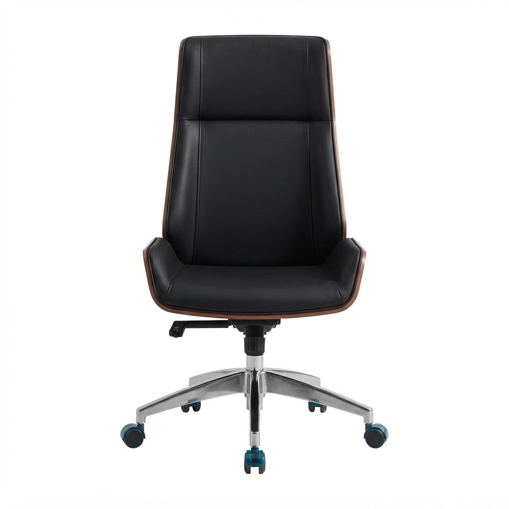 Modern High-Back Executive Office Chair with Wood Veneer