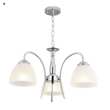 Polished Chrome Chandelier with Frosted Glass
