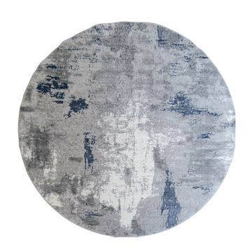 BK Carpets & Rugs – Modern Abstract Round Rug – Grey & Blue- 2m x 2m