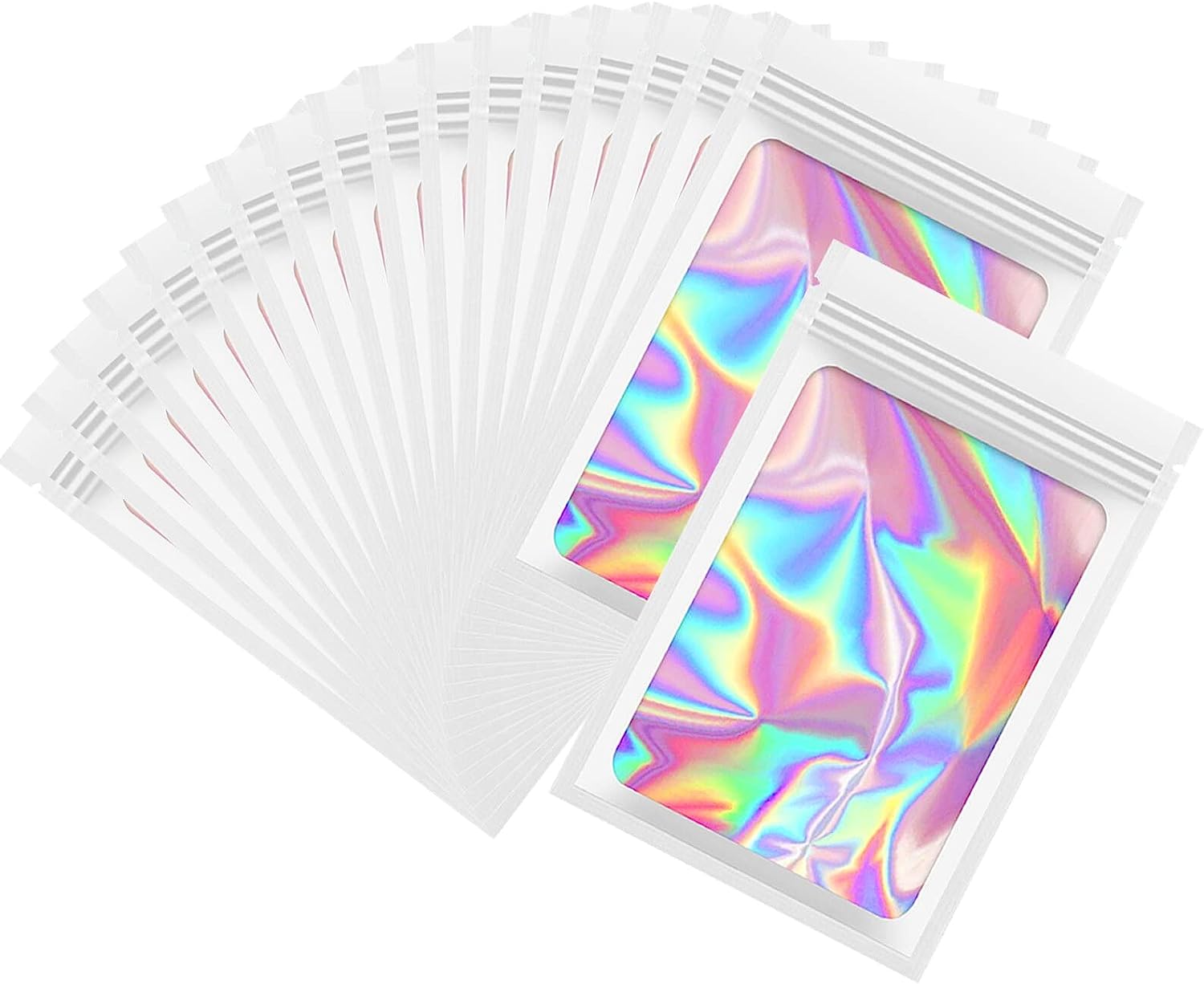 Resealable Holographic Gift Packaging Bags Florist Small Business - 100 qty - White