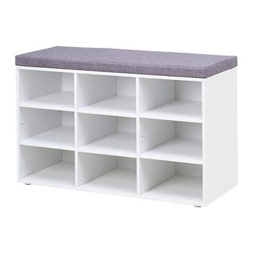 Bragg Lyon 9 Compartment Shoe Storage Bench, White