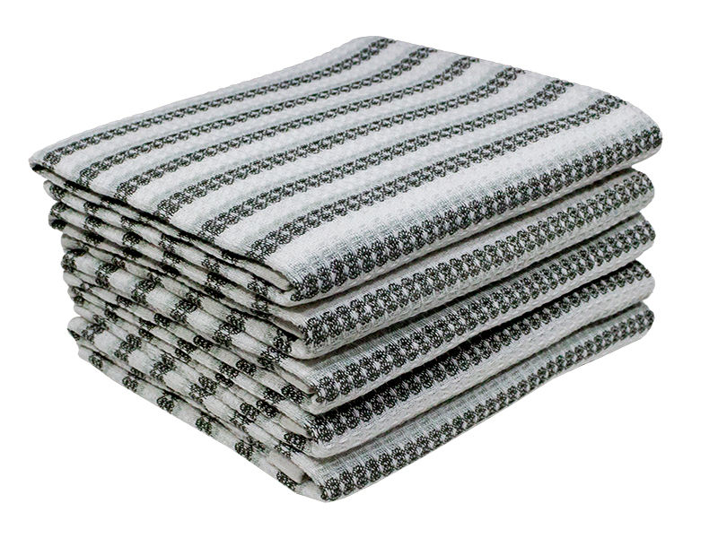 Bunty's Kitchen Towel - Design 2520 - 046x074cms - (05 Pc Pack) - Stripes - Jet Black