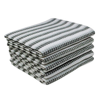 Bunty's Kitchen Towel - Design 2520 - 046x074cms - (05 Pc Pack) - Stripes - Jet Black