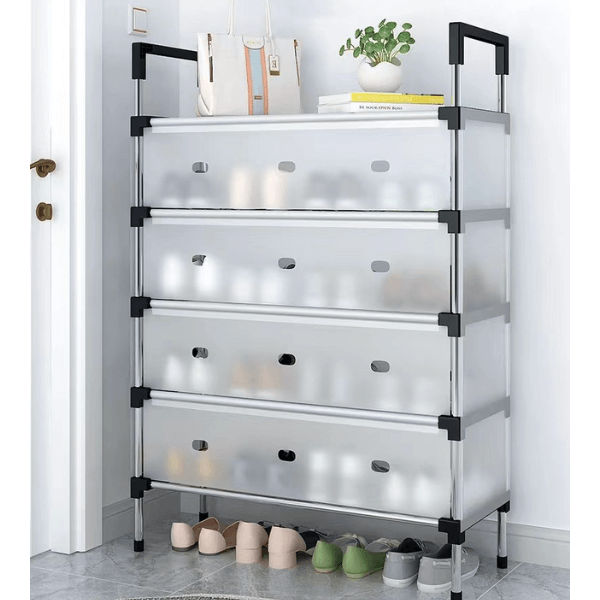 5 Layer Metal Shoe Rack with Dustproof Cover