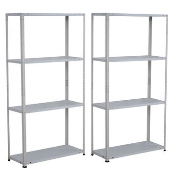 Infinity Homeware - 2 Units X 4 Tier Steel Shelving - 75 x 30 x 143 cm (White)