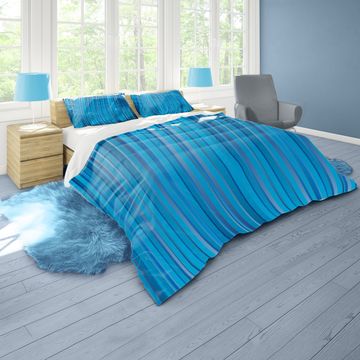 Turquoise Lined Duvet Cover Set Double