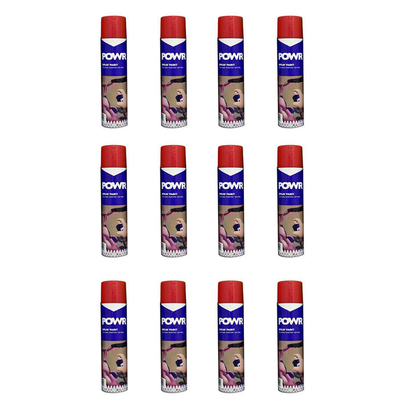POWR Spray Paint Fluorescent Red 300ml ( 12 Pack )