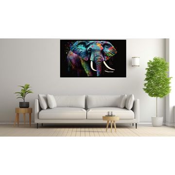 Canvas Wall Art - Colourful Elephant Standing - B1586 [120 x 80 cm]