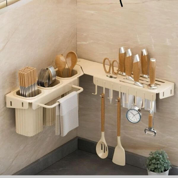 50cm Wall Mounted Multifunctional Kitchen Utensil Holder Rack