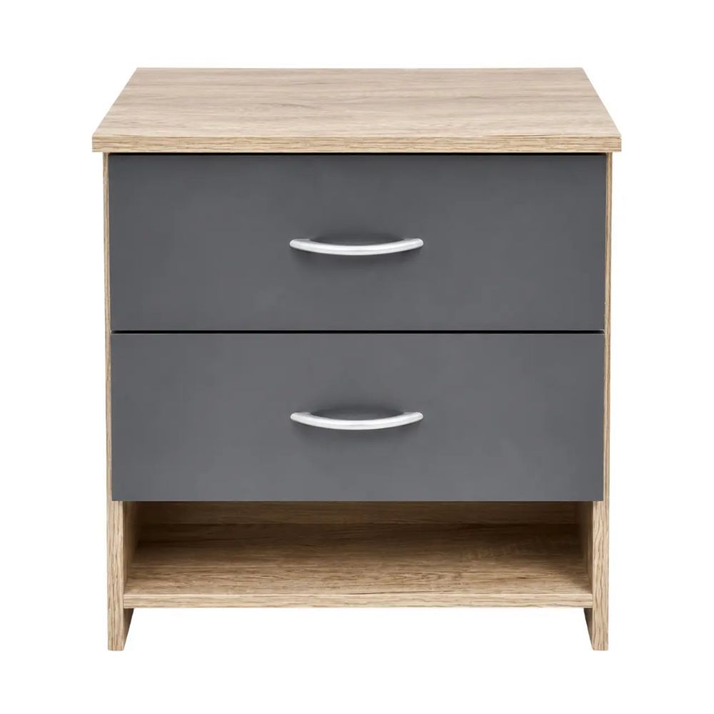 Modern 2 Drawer Nightstand 60cm – Compact Bedroom Bedside Table with Storage