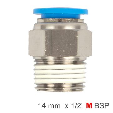PU HOSE FITTING STRAIGHT STUD 14MM-1/2 M