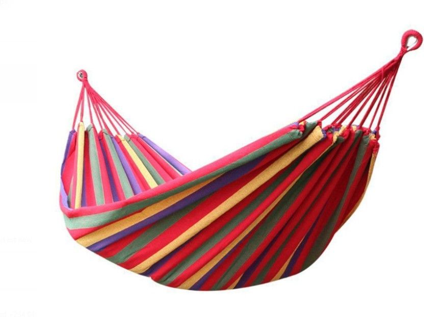Hammock rainbow Outdoor Leisure Double collapsible canvas Hammocks Ultralight Camping Hammock with backpack Hamac (Color : Red) Canvas Large Swing (Multicolor, Knock Down)