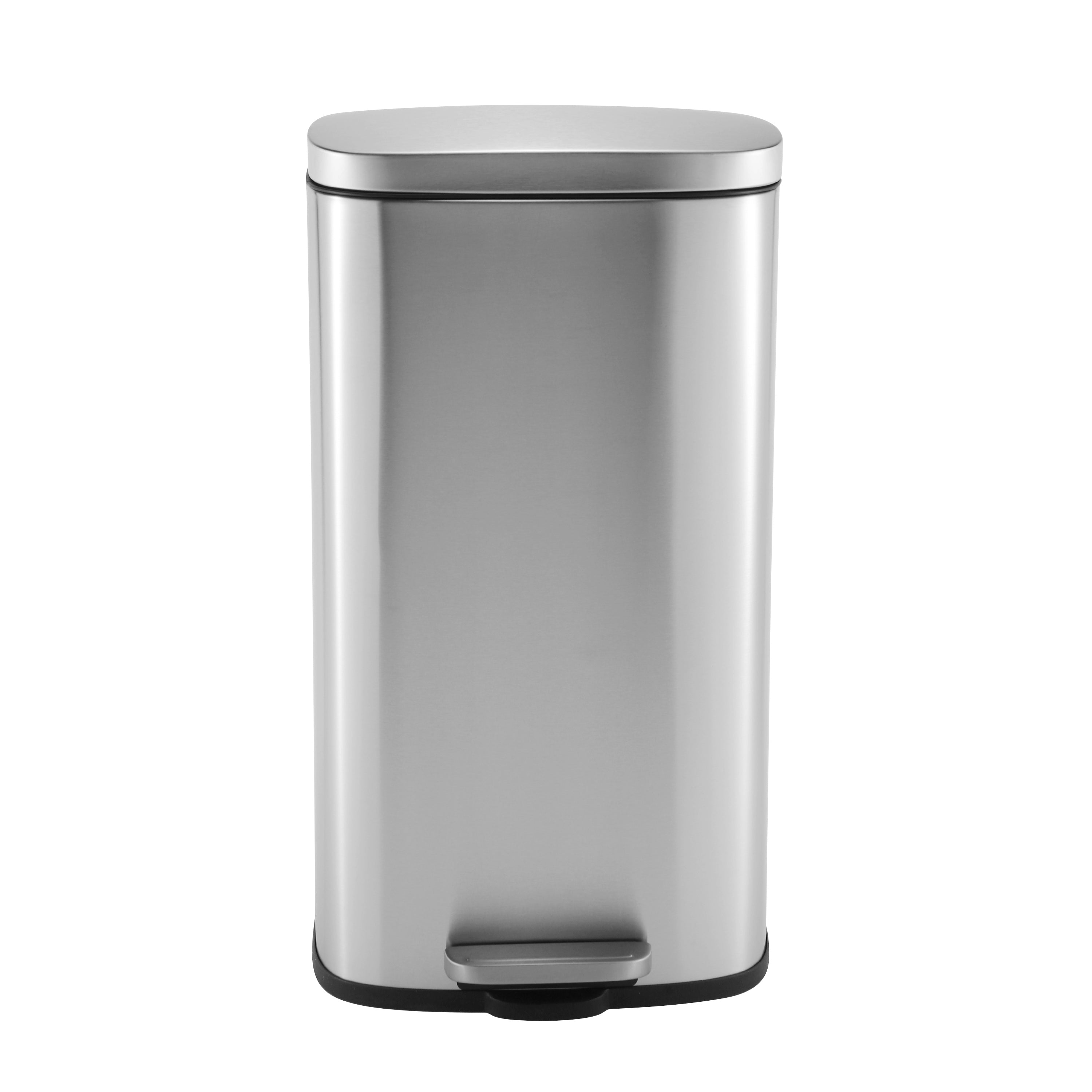 MODENA RECTANGLE  30L S/S PEDAL BIN - SOFT CLOSE LID - SILVER
