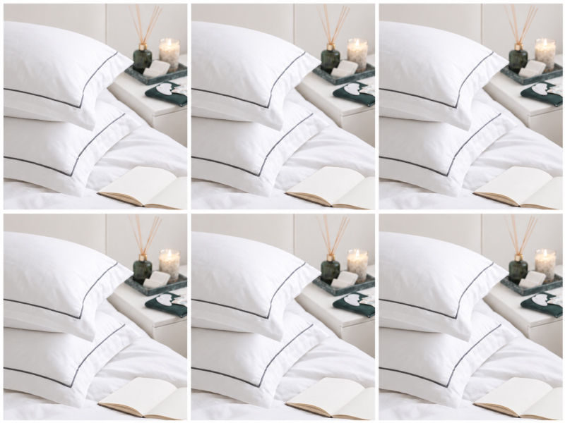 Premium Collection Soft Touch - Oxford Castlerock Satin Stitch Pillow Cover Set - King - (6 Sets)