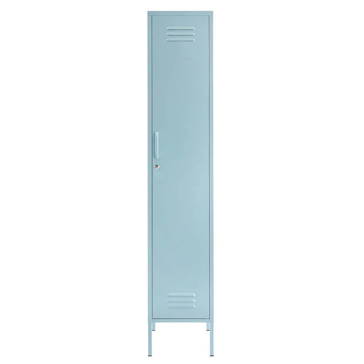 Steel Single Door Skinny Wardrobe Storage Cabinet Cupboard Locker - Ocean Blue