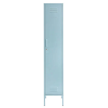 Steel Single Door Skinny Wardrobe Storage Cabinet Cupboard Locker - Ocean Blue