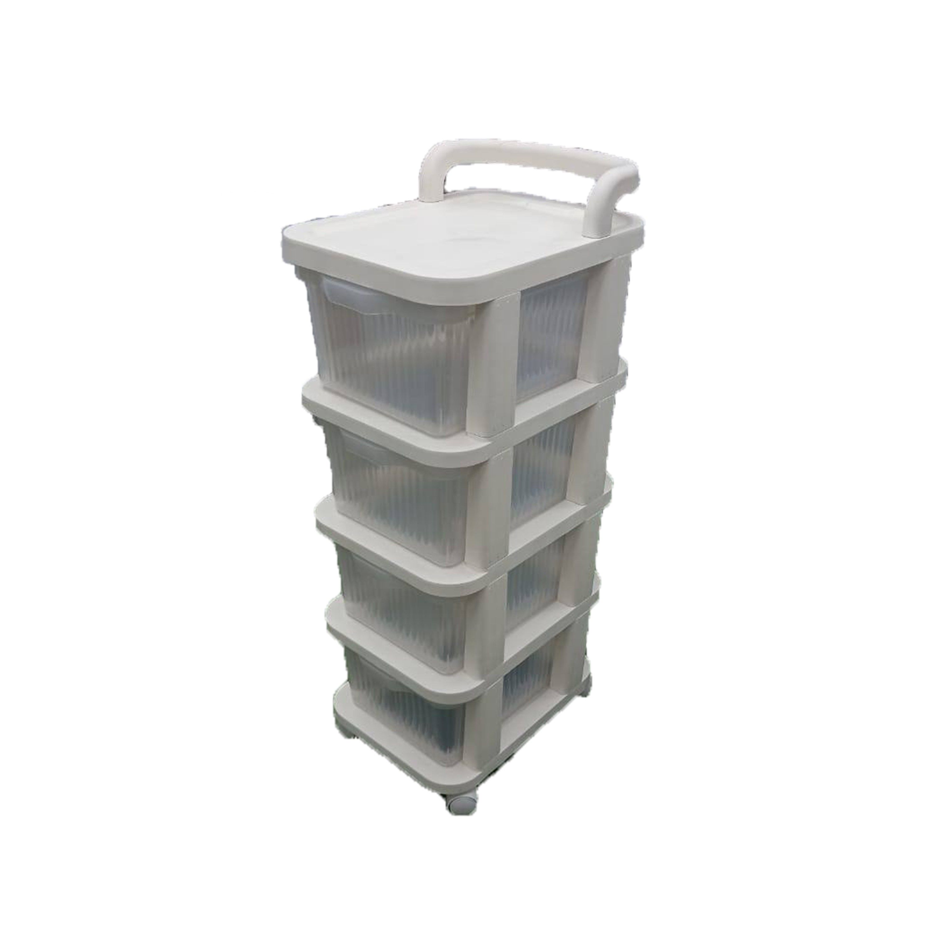4-layer trolley with transparent drawers