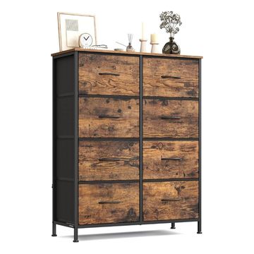 Songmics Chest of Drawers Storage Dresser, 8 Fabric Drawers, Brown