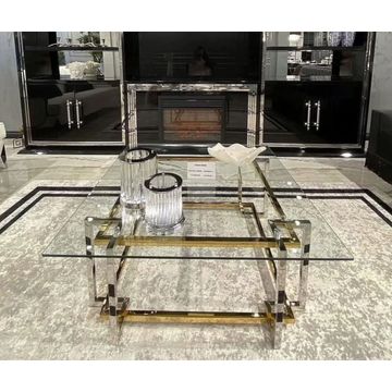 Gold And Silver Glass Coffee Table