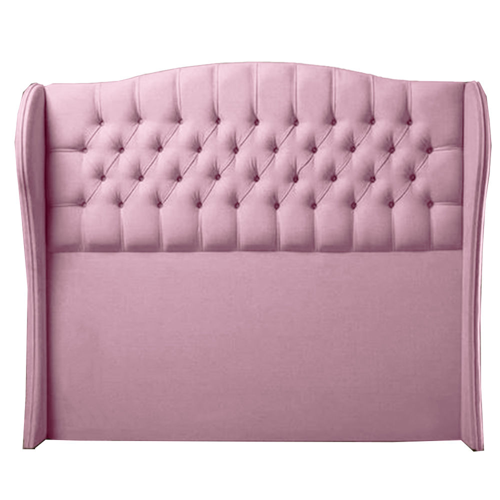 Codie Velvet Buttoned Winged Headboard Double Pink