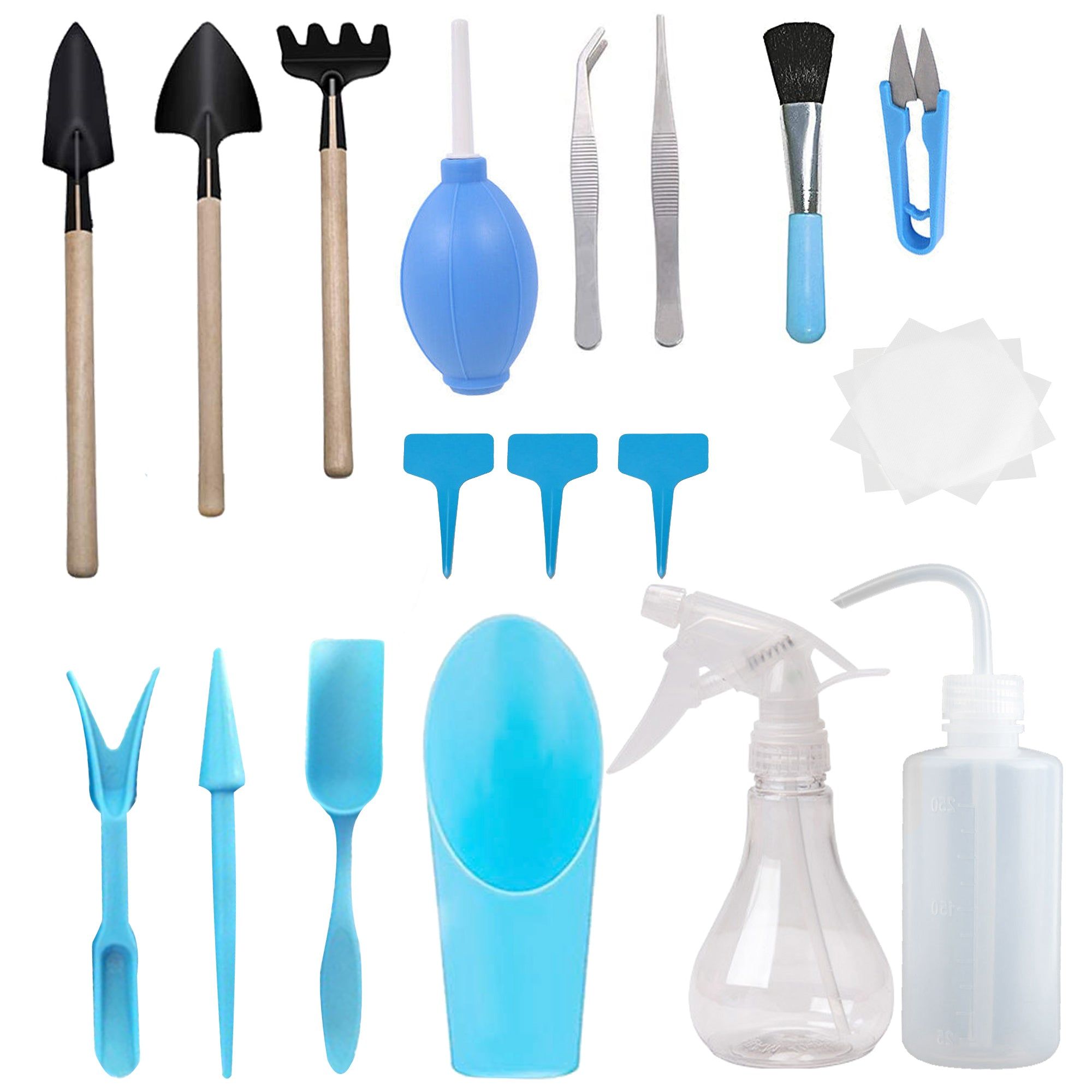 16Pcs Succulent Mini Garden Planting Hand Tools Set-Blue