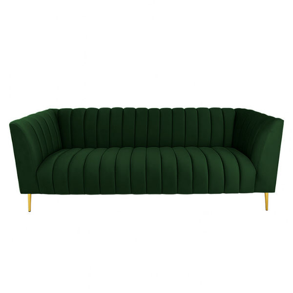 Zoey 2 Seater Stripe Couch-Emerald Green