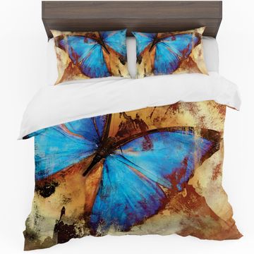 Blue Butterfly Duvet Cover Set Queen