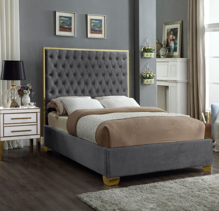 Lucasta Sleigh Bed Queen -Grey