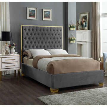 Lucasta Sleigh Bed Queen -Grey